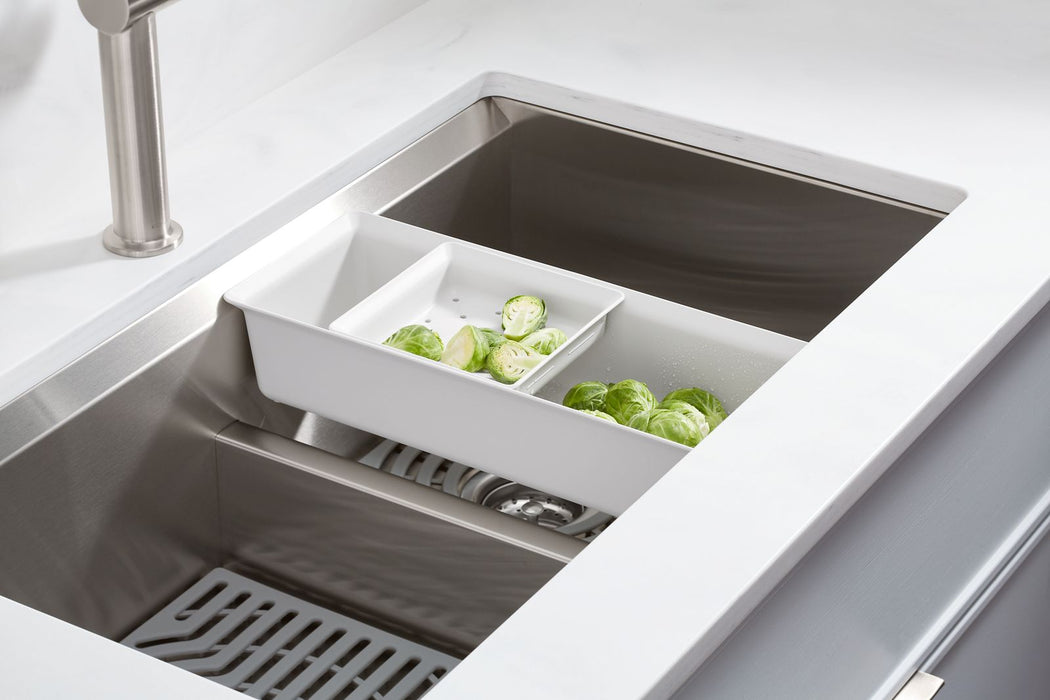 KOHLER K-80085-1PC Task Smart Divide 33" top-/undermount double-bowl workstation kitchen sink
