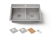KOHLER K-80085-1PC Task Smart Divide 33" top-/undermount double-bowl workstation kitchen sink