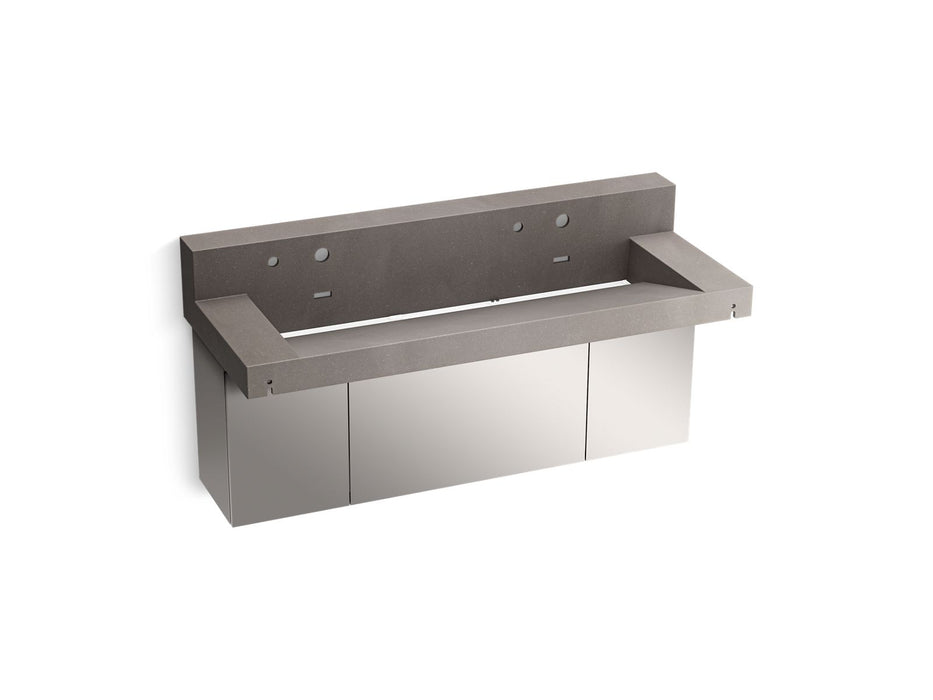 KOHLER K-81027-BSS Constellation 60" wall-mount trough lavatory system with backsplash