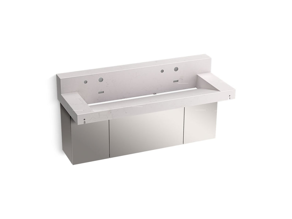 KOHLER K-81027-BSS Constellation 60" wall-mount trough lavatory system with backsplash