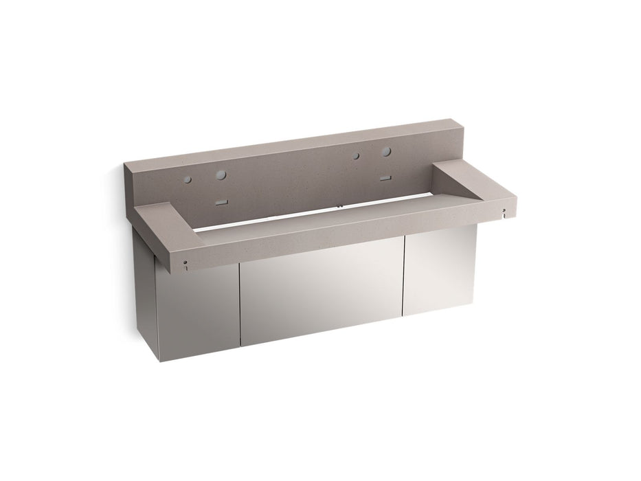 KOHLER K-81027-BSS Constellation 60" wall-mount trough lavatory system with backsplash