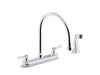 Kohler K-810T71-4AFA Triton 1.8 gpm kitchen sink faucet with 9-5/16" gooseneck spout, matching finish sidespray, aerated flow and wristblade handles