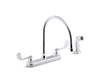 Kohler K-810T71-5AFA Triton 1.8 gpm kitchen sink faucet with 9-5/16" gooseneck spout, matching finish sidespray, aerated flow and wristblade handles