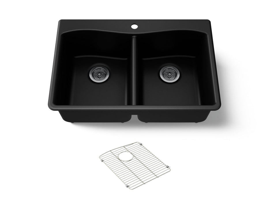 KOHLER K-8185-1 Kennon 33" top-/undermount double-bowl kitchen sink