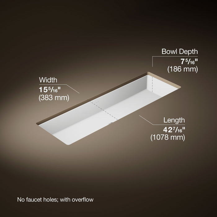 KOHLER K-8192 Verticyl 42-1/2" Rectangular Undermount Bathroom Sink