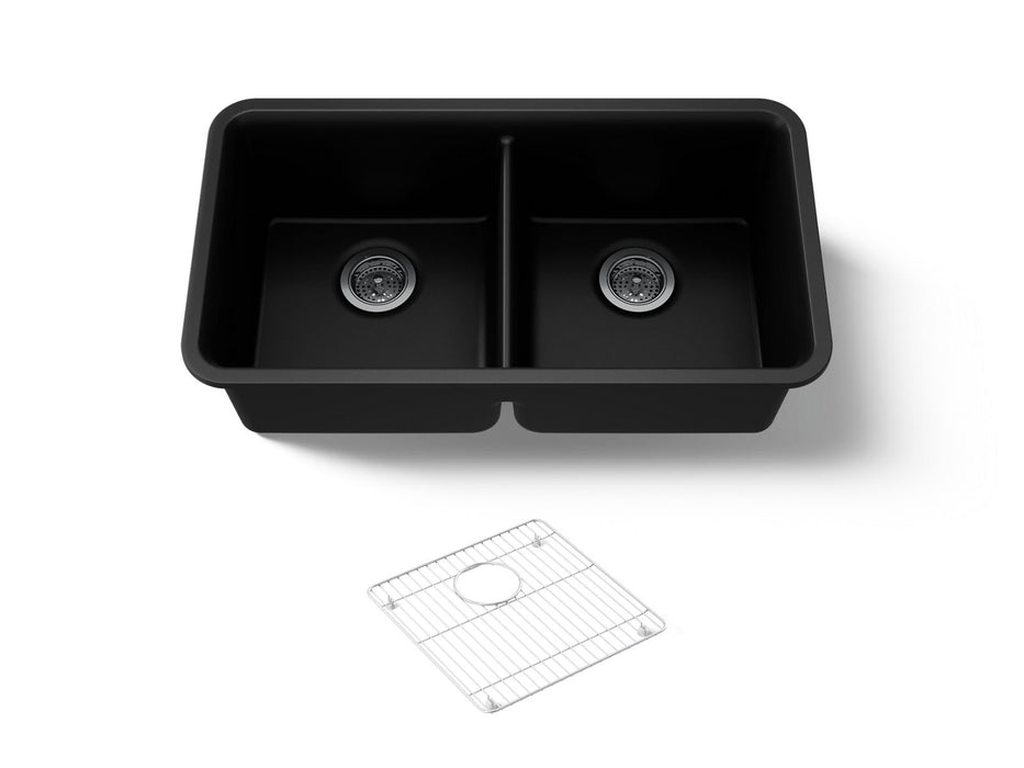 KOHLER Cairn 33-1/2" undermount double-bowl kitchen sink