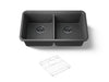 KOHLER K-8199 Cairn 33-1/2" undermount double-bowl kitchen sink, matte graphite