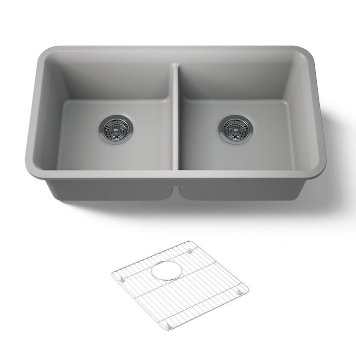 KOHLER K-8199 Cairn 33-1/2" undermount double-bowl kitchen sink