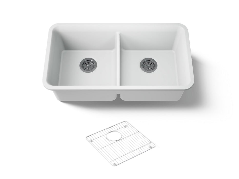 KOHLER K-8199 Cairn 33-1/2" undermount double-bowl kitchen sink