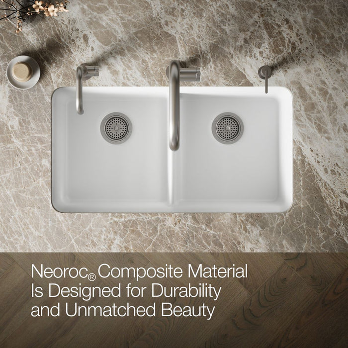 KOHLER K-8199 Cairn 33-1/2" undermount double-bowl kitchen sink