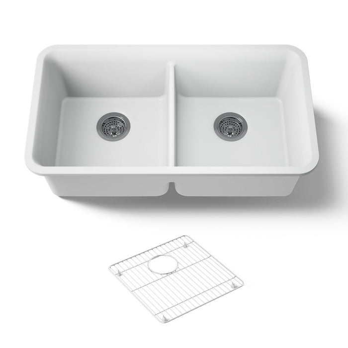 KOHLER K-8199 Cairn 33-1/2" undermount double-bowl kitchen sink