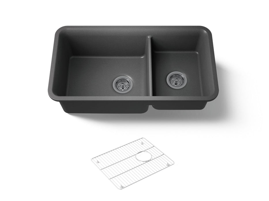 KOHLER K-8204 Cairn 33-1/2" undermount double-bowl kitchen sink