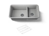 KOHLER K-8204 Cairn 33-1/2" undermount double-bowl kitchen sink, matte grey