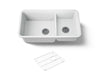 KOHLER K-8204 Cairn 33-1/2" undermount double-bowl kitchen sink, matte white