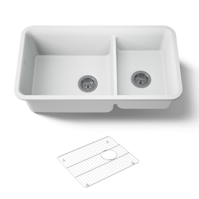 KOHLER K-8204 Cairn 33-1/2" undermount double-bowl kitchen sink