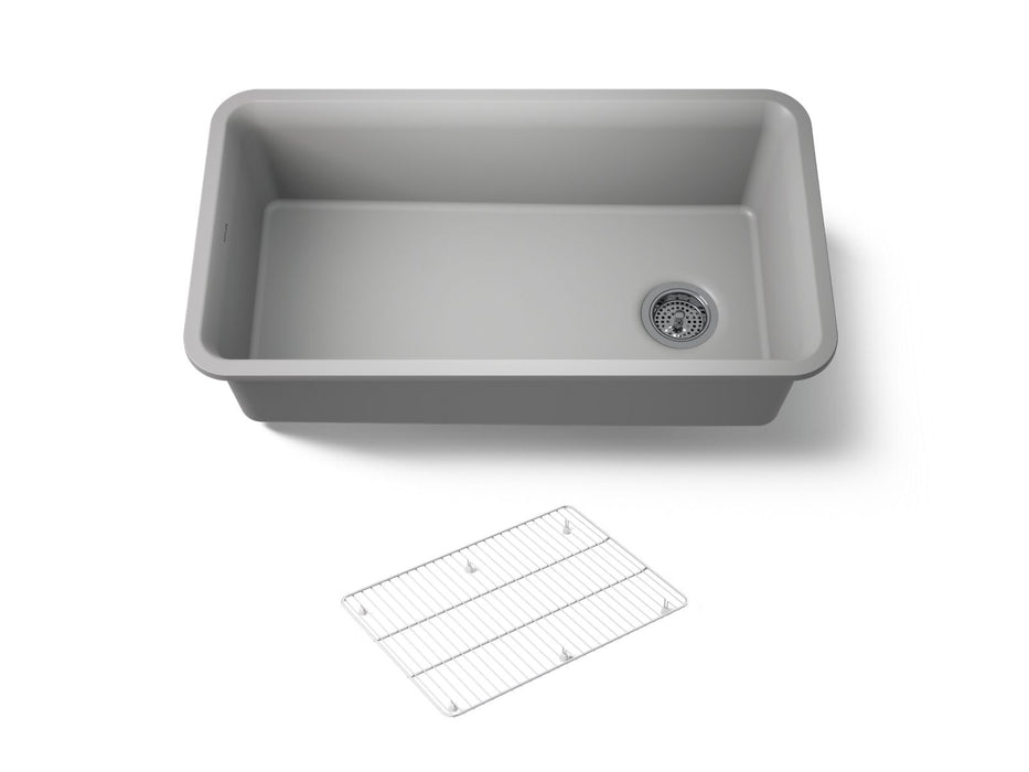 KOHLER K-8206 Cairn 33-1/2" undermount single-bowl kitchen sink, matte grey