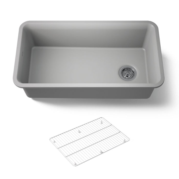 KOHLER K-8206 Cairn 33-1/2" undermount single-bowl kitchen sink, matte grey - view 5