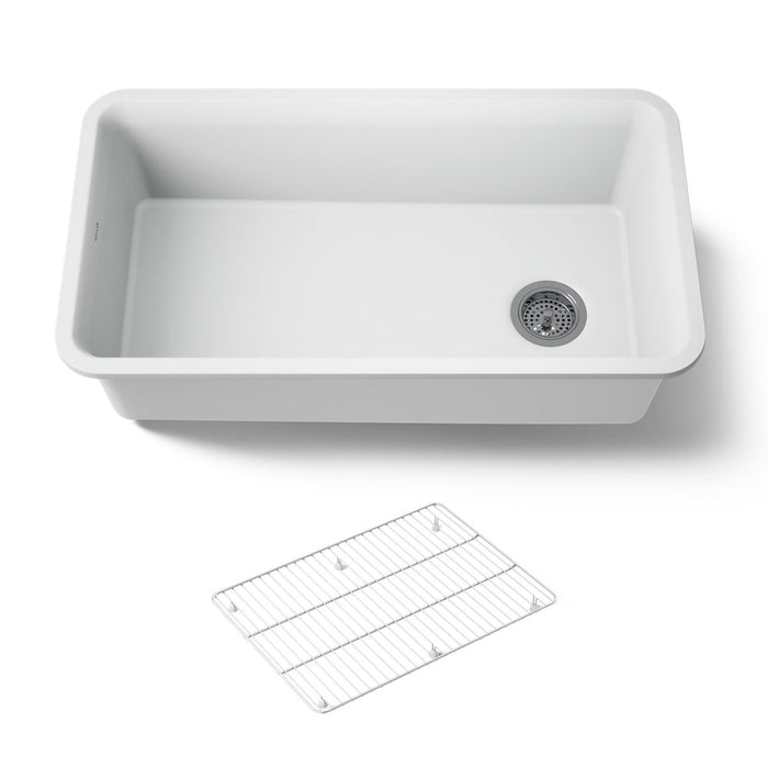 KOHLER K-8206 Cairn 33-1/2" undermount single-bowl kitchen sink, matte white - view 5