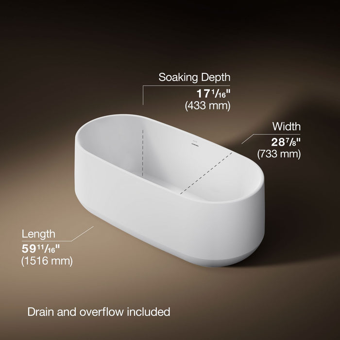 KOHLER K-8335 Ceric 60" x 29" Freestanding Bath