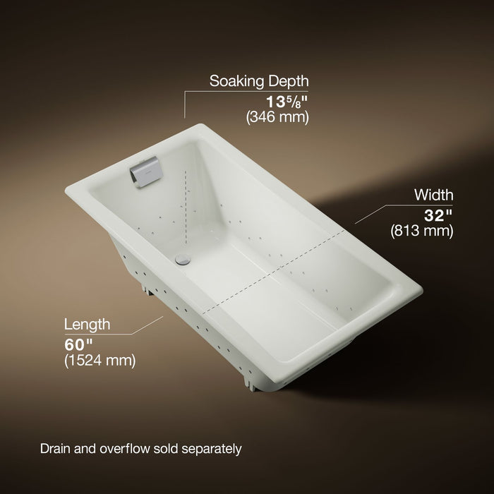 KOHLER K-852-GHNY Tea-for-Two 60" x 32" drop-in Heated BubbleMassage air bath