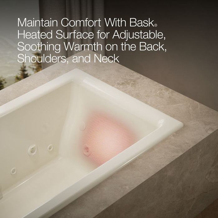 KOHLER K-856-AH Tea-for-Two 66" x 36" drop-in Effervescence whirlpool bath, biscuit - view 5