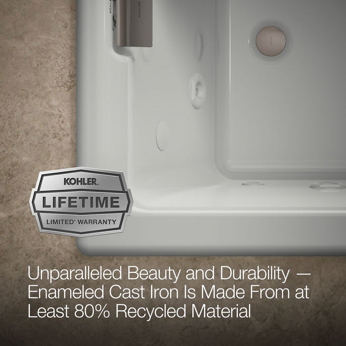 KOHLER K-856-AH Tea-for-Two 66" x 36" drop-in Effervescence whirlpool bath, ice grey - view 4