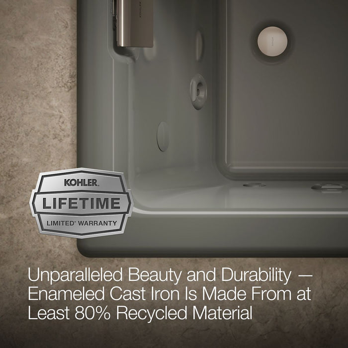 KOHLER K-856-AH Tea-for-Two 66" x 36" drop-in Effervescence whirlpool bath, thunder grey - view 4