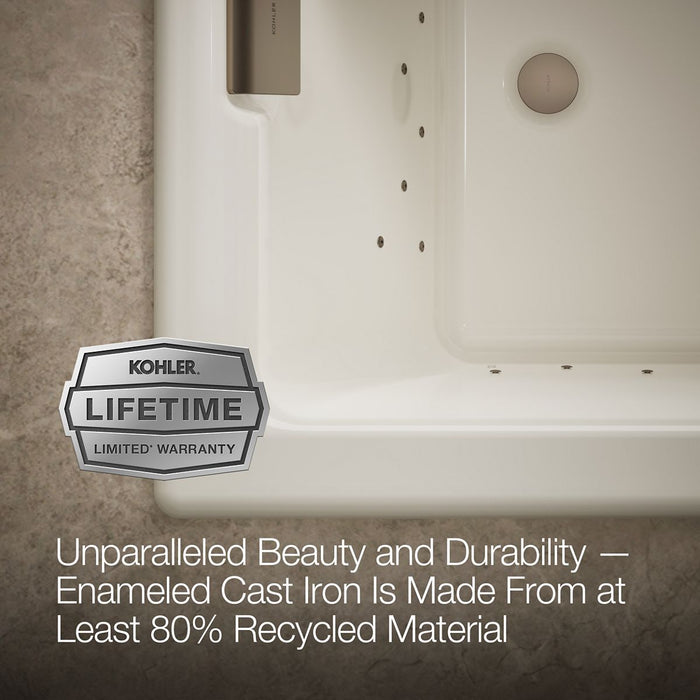 KOHLER K-856-GHBN Tea-for-Two 66" x 36" drop-in Heated BubbleMassage air bath