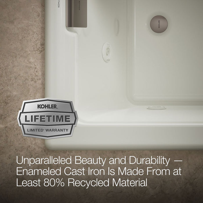 KOHLER K-856-JHE Tea-for-Two 66" x 36" drop-in/undermount whirlpool bath, dune - view 5