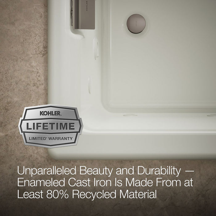 KOHLER K-856-V Tea-for-Two 66" x 36" drop-in Effervescence whirlpool bath, dune - view 3