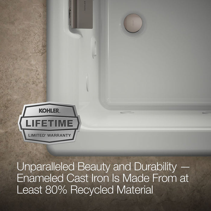 KOHLER K-856-V Tea-for-Two 66" x 36" drop-in Effervescence whirlpool bath, ice grey - view 3