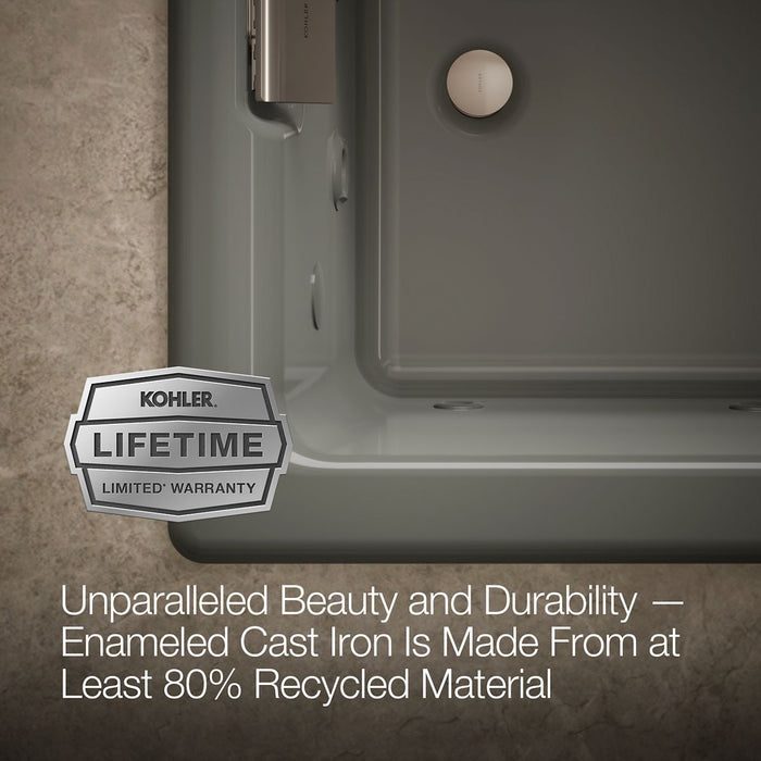 KOHLER K-856-V Tea-for-Two 66" x 36" drop-in Effervescence whirlpool bath, thunder grey - view 3