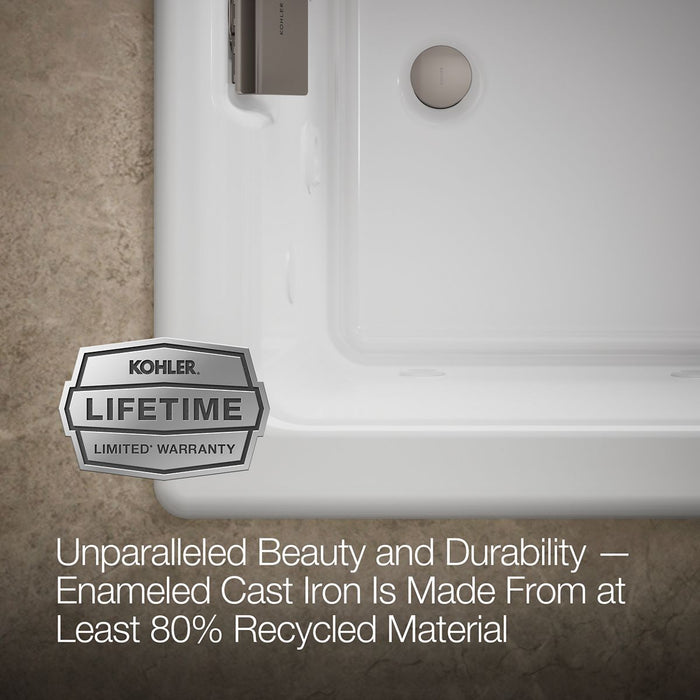 KOHLER K-856-V Tea-for-Two 66" x 36" drop-in Effervescence whirlpool bath, white - view 3