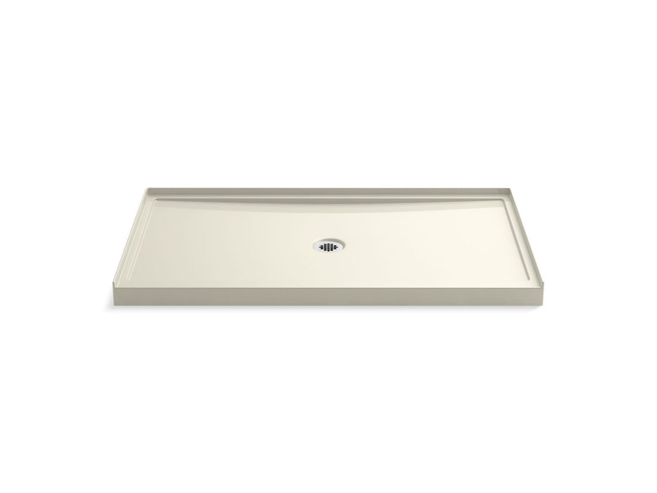 KOHLER K-8649 Rely 60" x 34" alcove shower base, center drain, biscuit