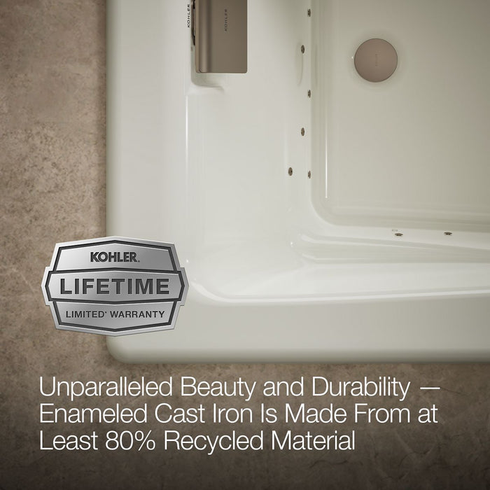 KOHLER K-865-GHBN Tea-for-Two 71-3/4" x 36" drop-in Heated BubbleMassage air bath, dune - view 5