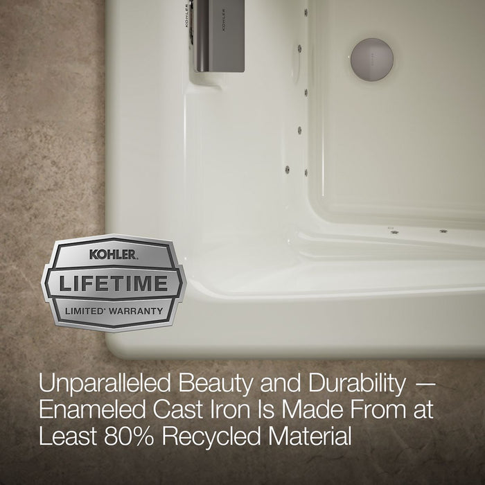 KOHLER K-865-GHCP Tea-for-Two 71-3/4" x 36" drop-in Heated BubbleMassage air bath, dune - view 5