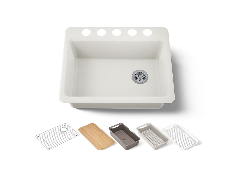 KOHLER K-8668-5UPC Riverby 27" undermount single-bowl workstation kitchen sink