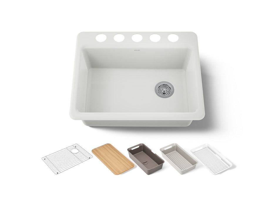 KOHLER K-8668-5UPC Riverby 27" undermount single-bowl workstation kitchen sink