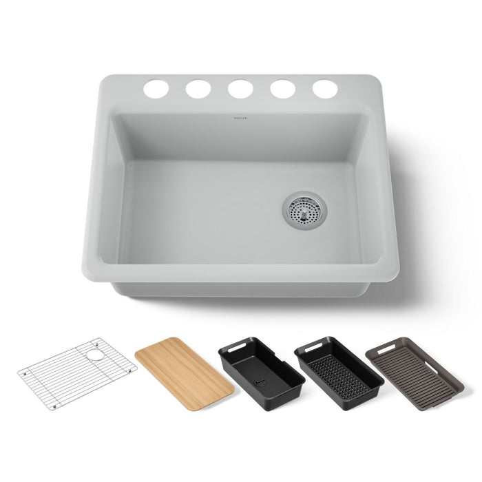 KOHLER K-8668-5UPC Riverby 27" undermount single-bowl workstation kitchen sink