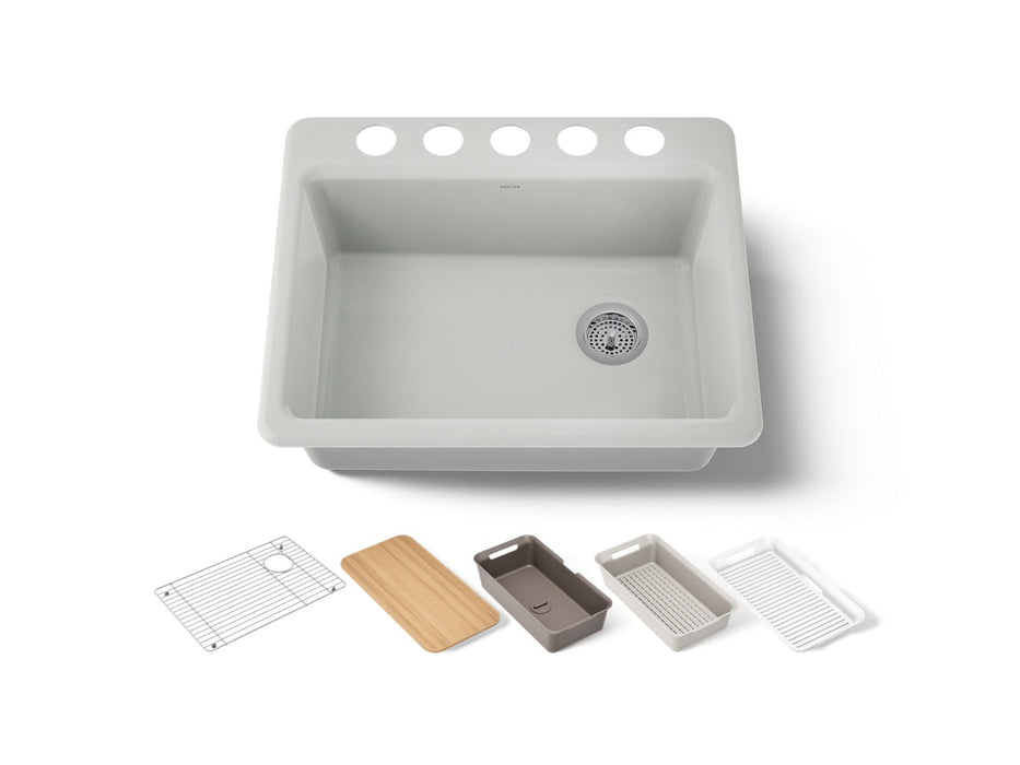 KOHLER K-8668-5UPC Riverby 27" undermount single-bowl workstation kitchen sink