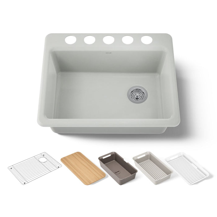 KOHLER K-8668-5UPC Riverby 27" undermount single-bowl workstation kitchen sink