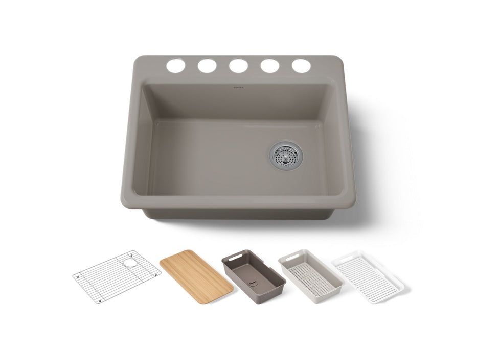 KOHLER K-8668-5UPC Riverby 27" undermount single-bowl workstation kitchen sink