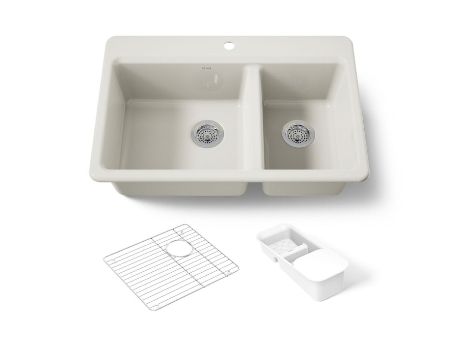 Kohler Riverby 33" top-mount double-bowl workstation kitchen sink