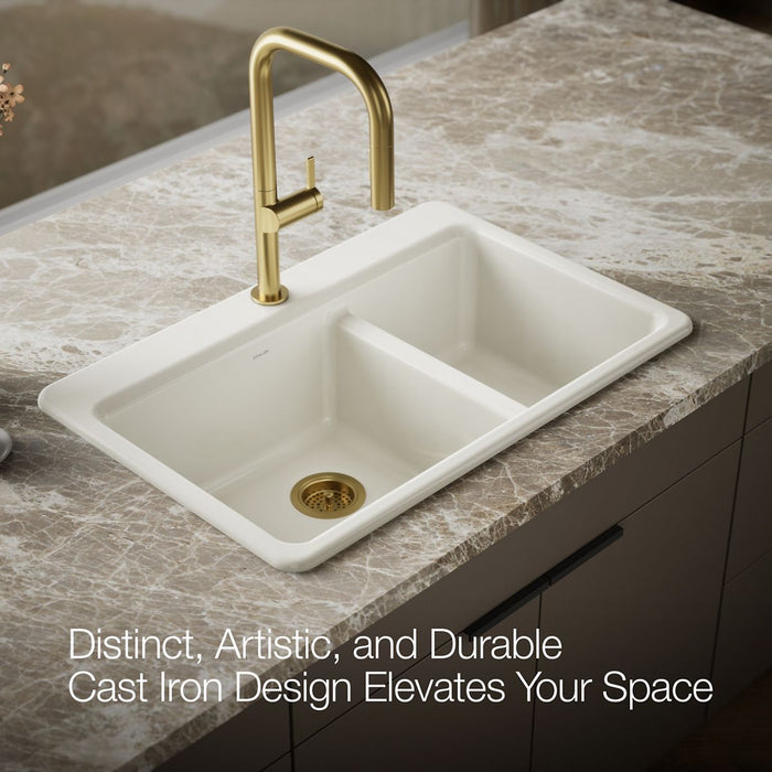 Kohler Riverby 33" top-mount double-bowl workstation kitchen sink