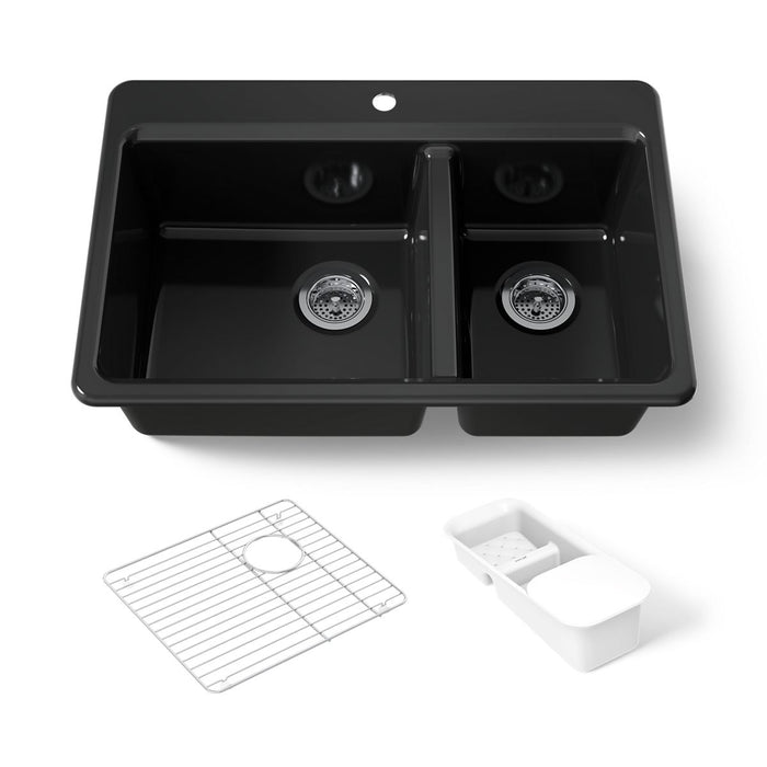 Kohler Riverby 33" top-mount double-bowl workstation kitchen sink