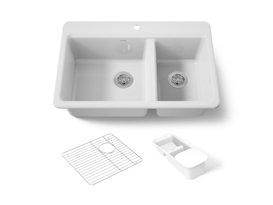 Kohler Riverby 33" top-mount double-bowl workstation kitchen sink