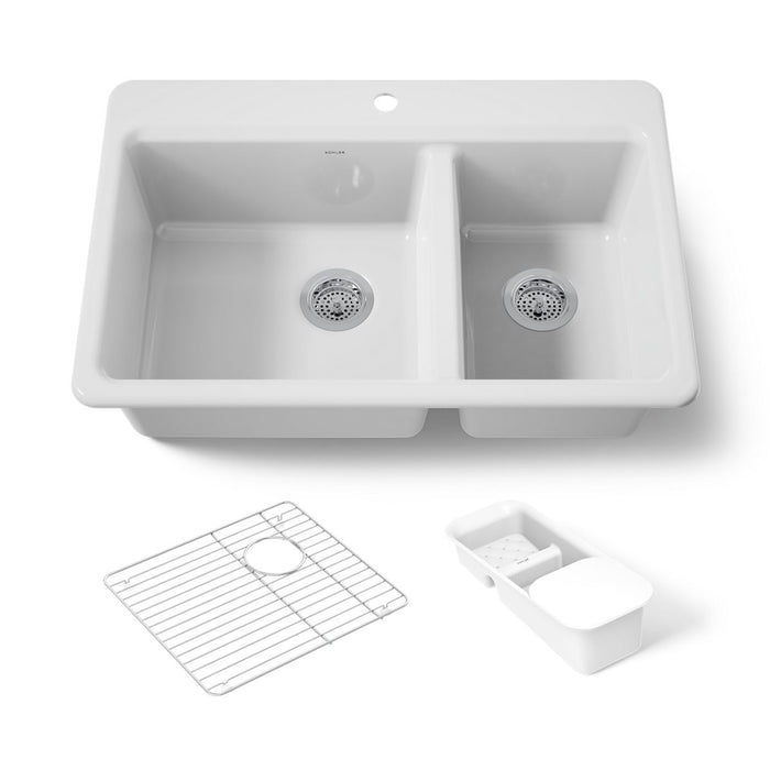 Kohler Riverby 33" top-mount double-bowl workstation kitchen sink