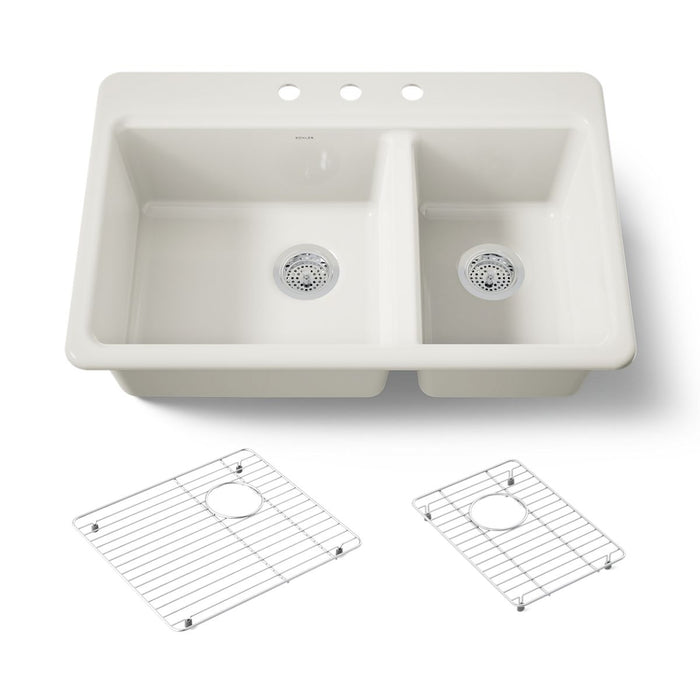KOHLER K-8669-3A1 Riverby 33" top-mount double-bowl kitchen sink