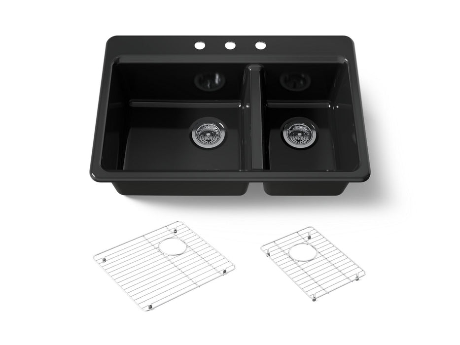 KOHLER K-8669-3A1 Riverby 33" top-mount double-bowl kitchen sink
