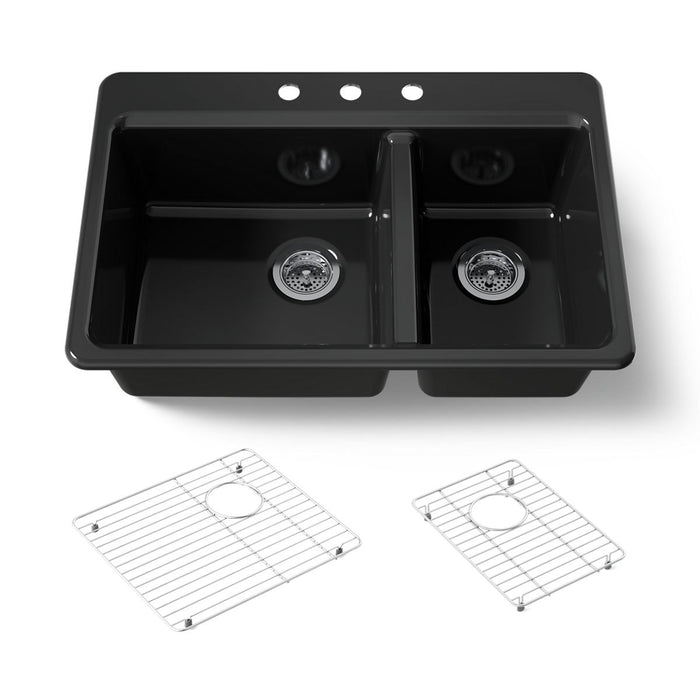KOHLER K-8669-3A1 Riverby 33" top-mount double-bowl kitchen sink